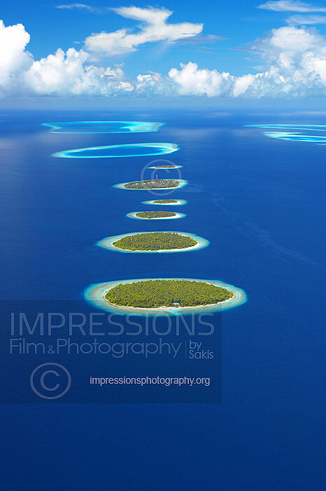Maldives, Aerial view of Baa Atoll