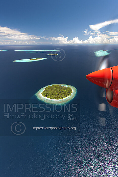 Maldives, Aerial view of Baa Atoll