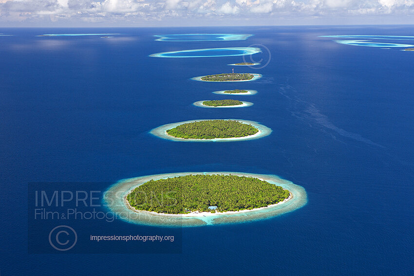 Maldives, Aerial view of Baa Atoll