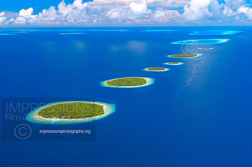Maldives, Aerial view of Baa Atoll