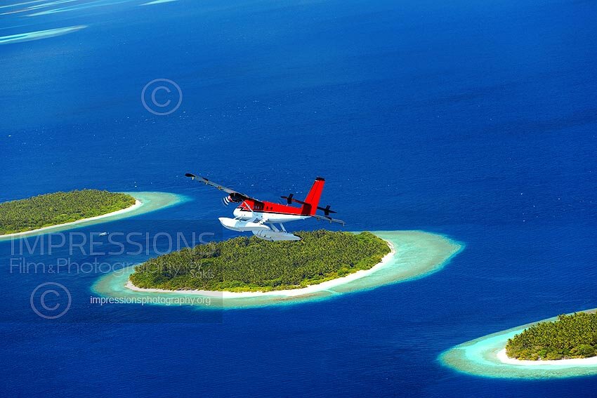Maldives, Aerial view of Baa Atoll