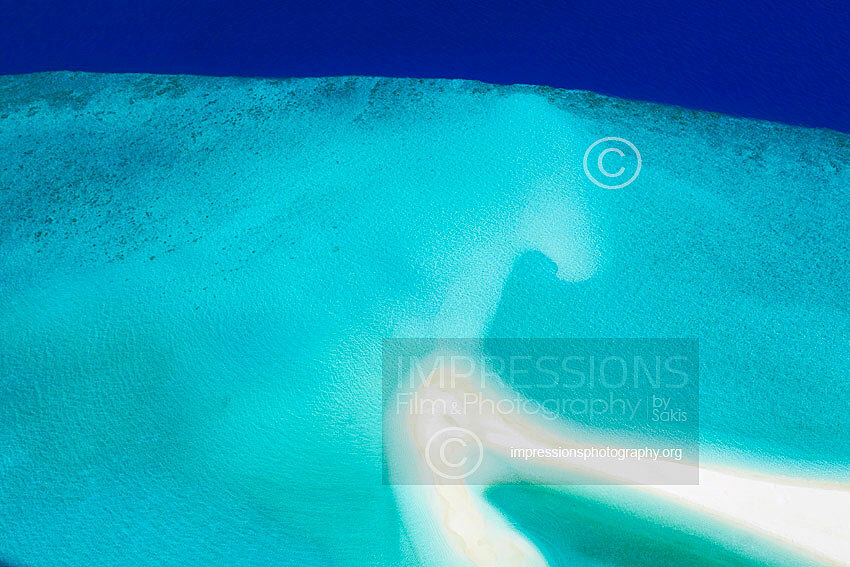 Maldives, Aerial view of sandbank