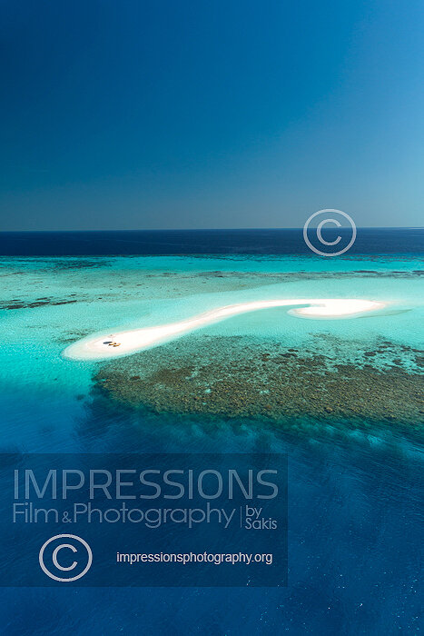 Maldives, Aerial view of sandbank