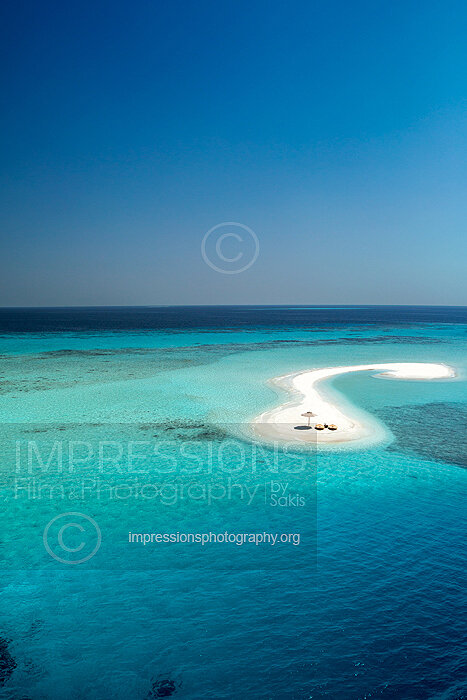 Maldives, Aerial view of sandbank