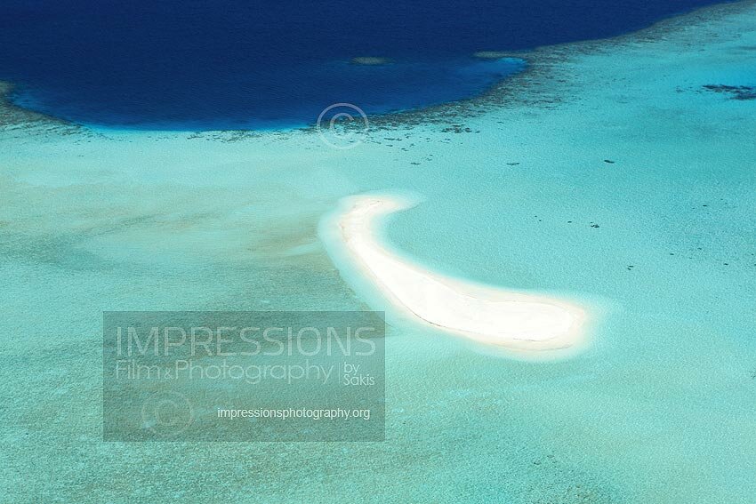 Maldives, Aerial view of sandbank