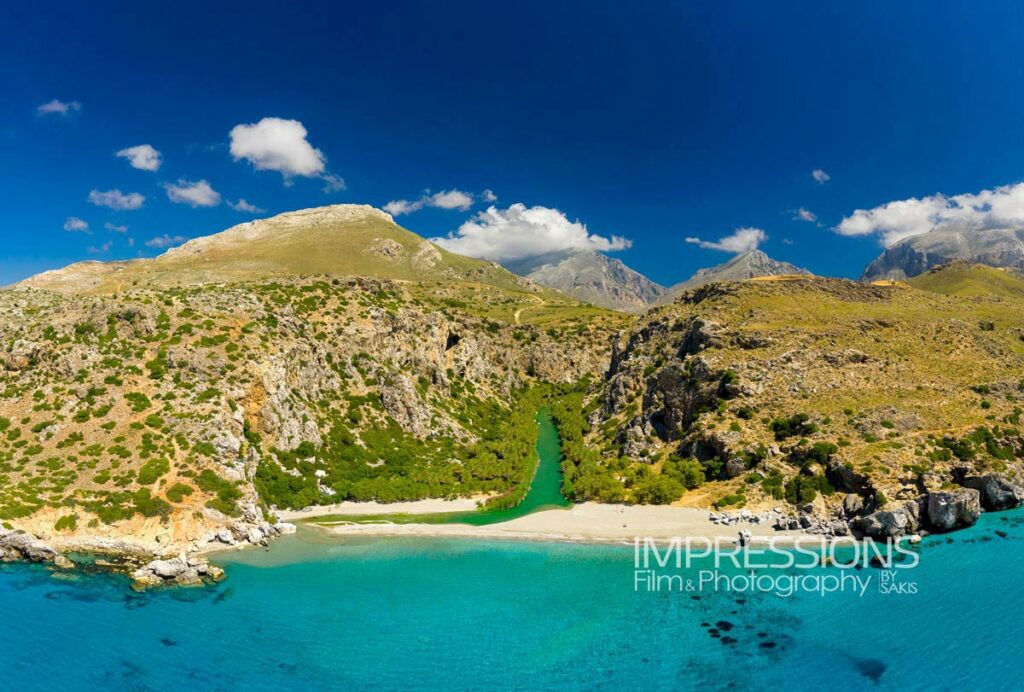 best crete beach preveli aerial view drone