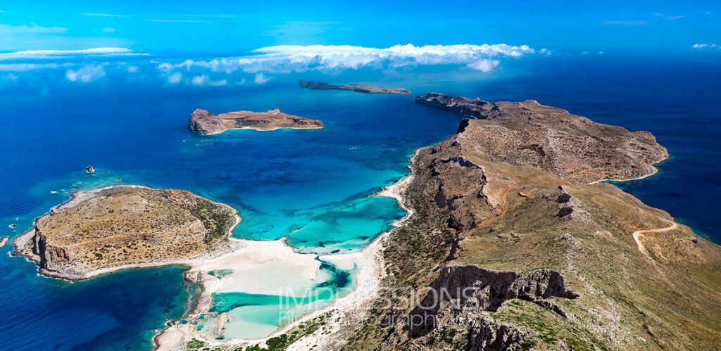 Greece from above. Aerial photography of Balos beach on Crete island. Drone shot