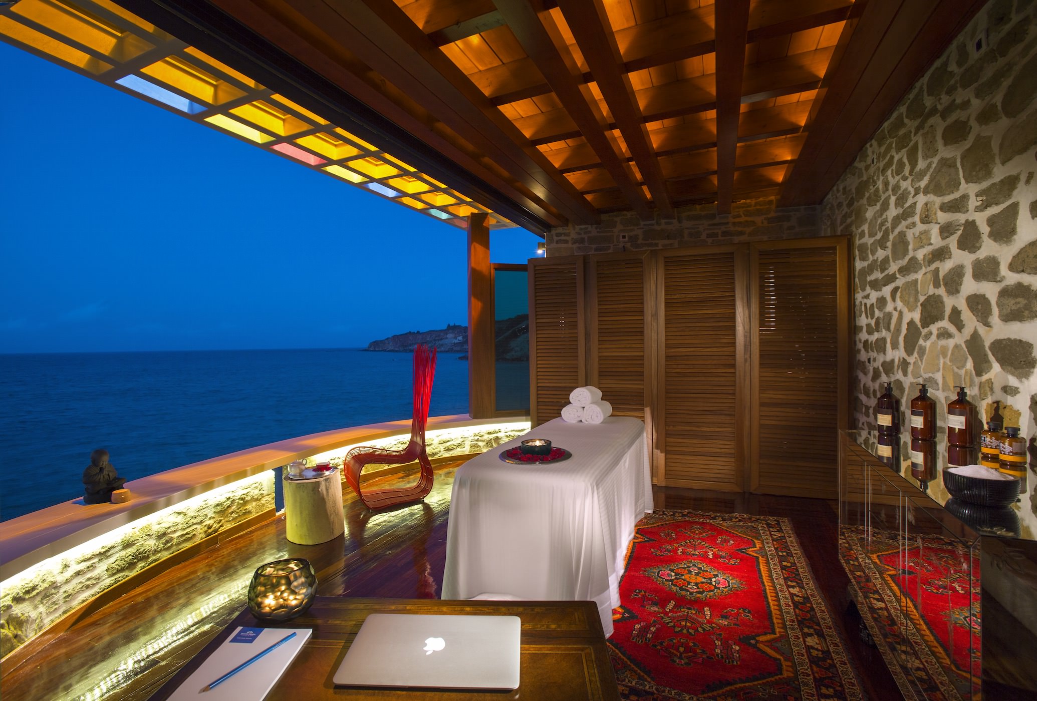 luxury waterfront spa interior photography luxury hotel greece