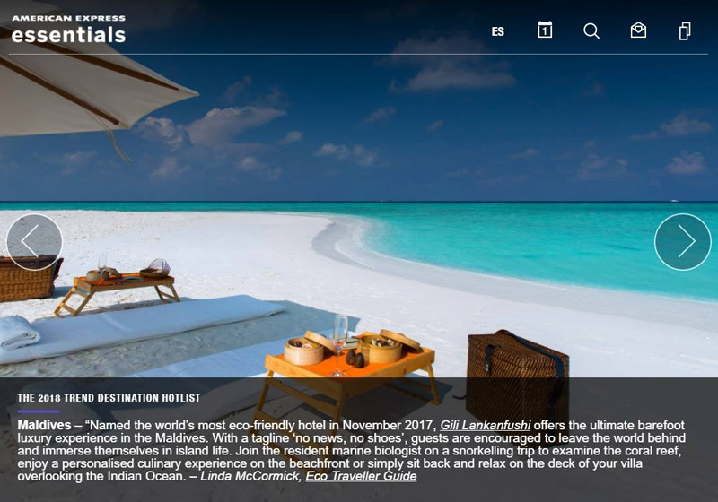 American Express Essentials 2018 Trend Destination Hotlist Maldives