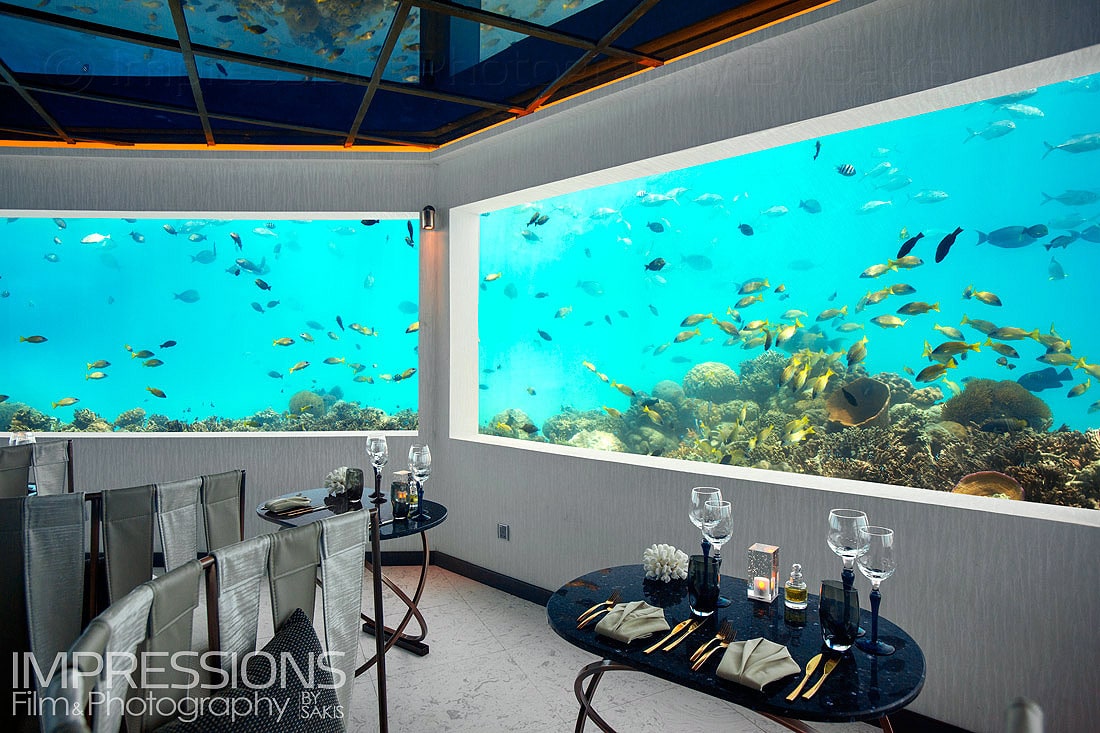 Interior Photography Underwater restaurant M6m Ozen by Atmosphere