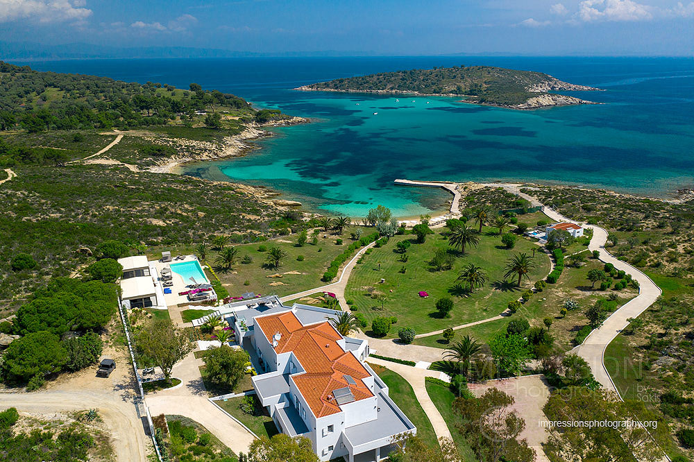 Luxury villa aerial photography greece