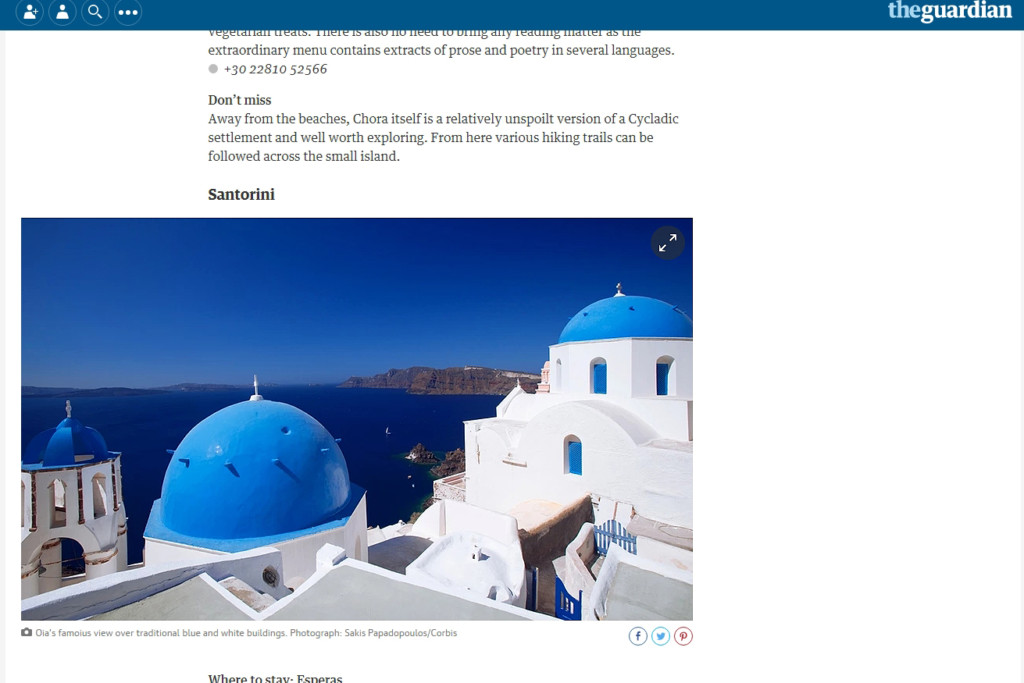 Photo Santorini by Sakis Papadopoulos for the guardian