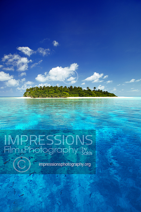 Tropical Island and lagoon, Maldives stock photo