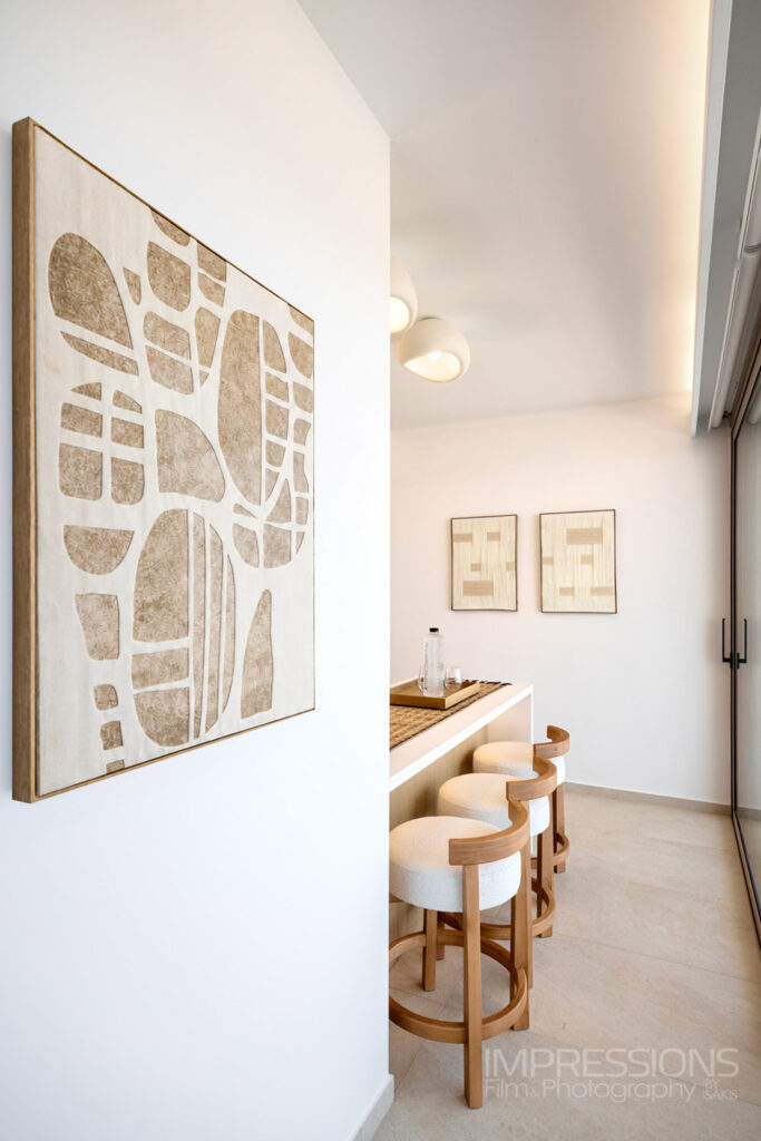 aegina luxury villa interior design photography bar detail