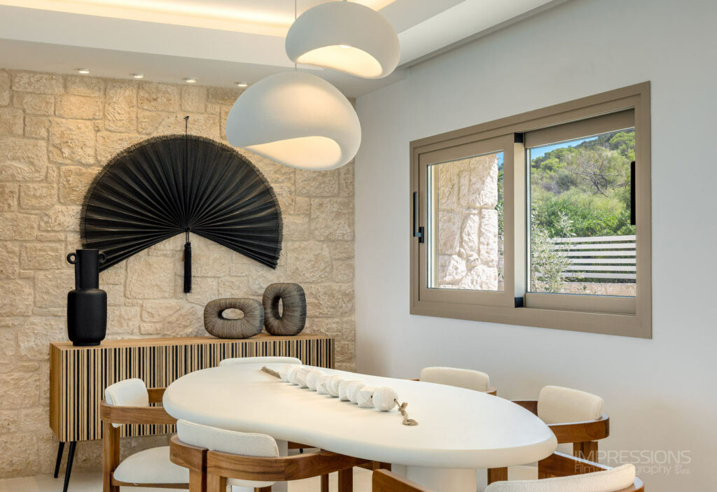 aegina luxury villa interior design photography dining room