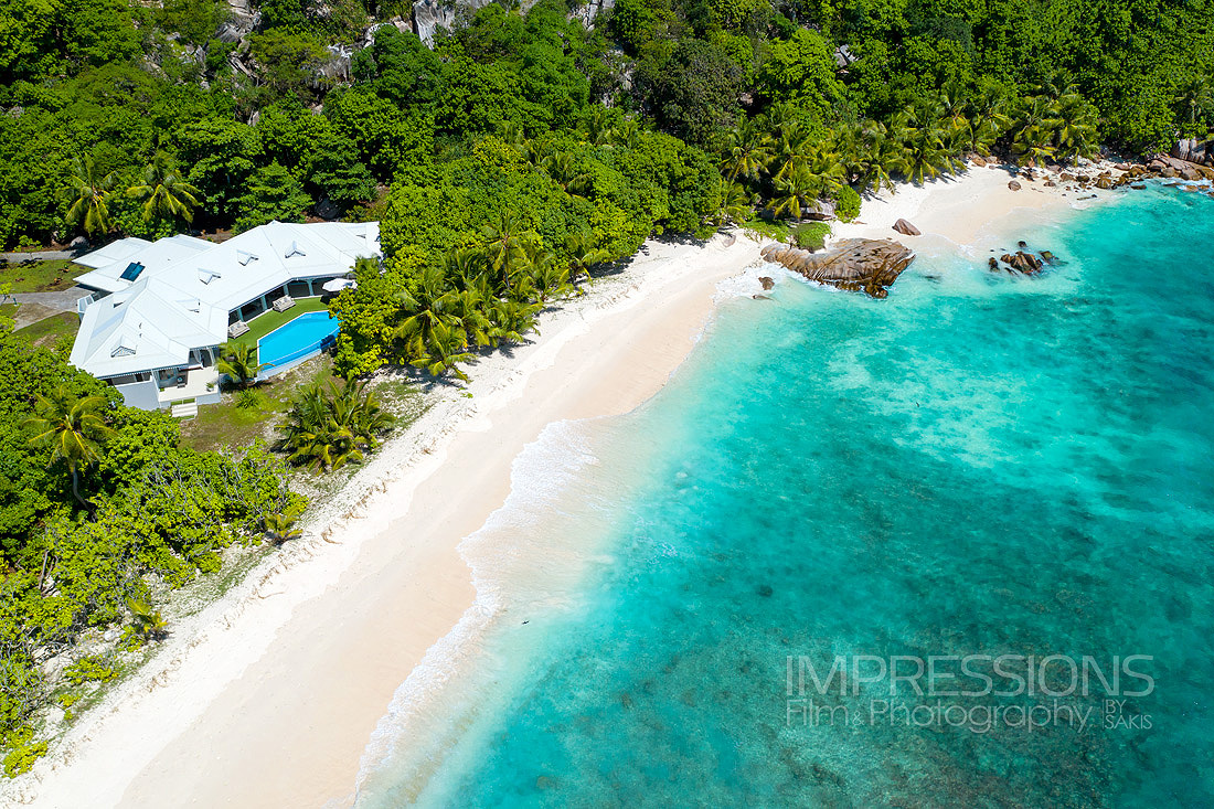 aerial photography hotel cousine seychelles