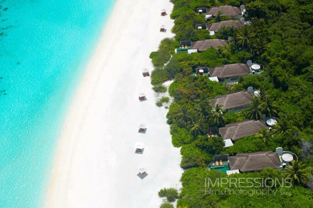 aerial photography luxury resort anantara kihavah maldives