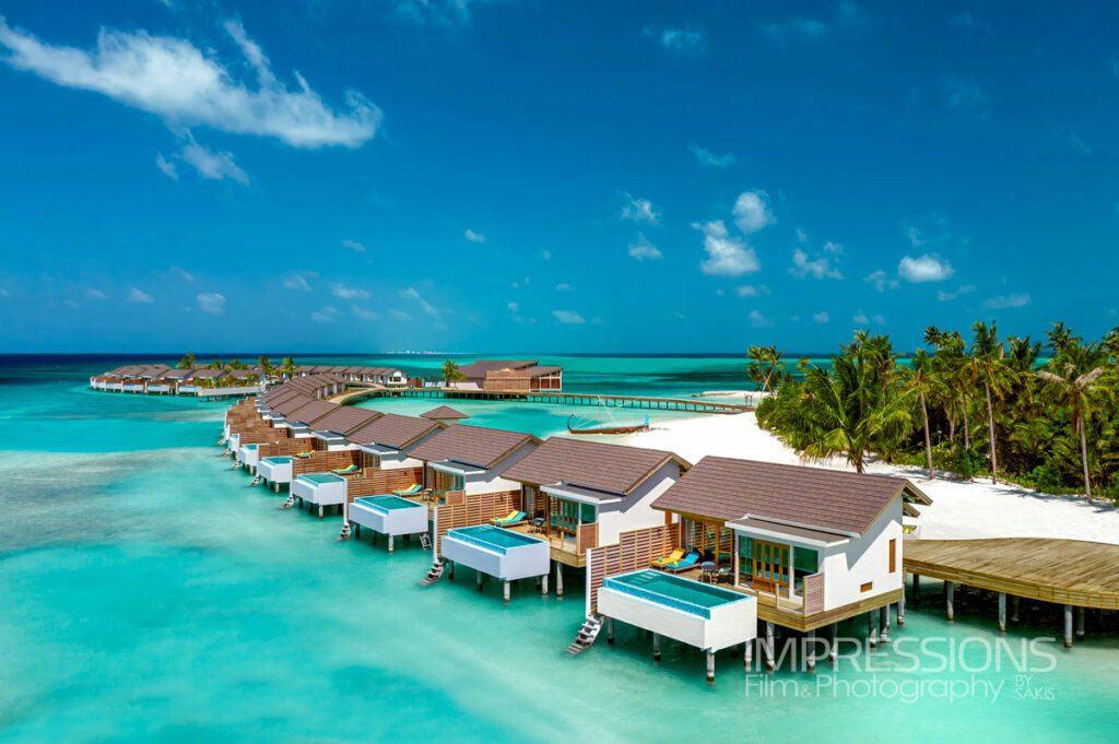 aerial photography villas luxury resort atmosphere kanifushi