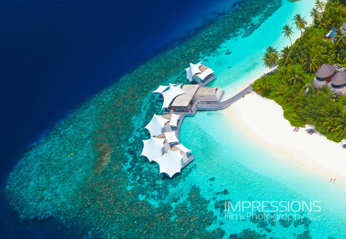 aerial photography w maldives resort luxury spa