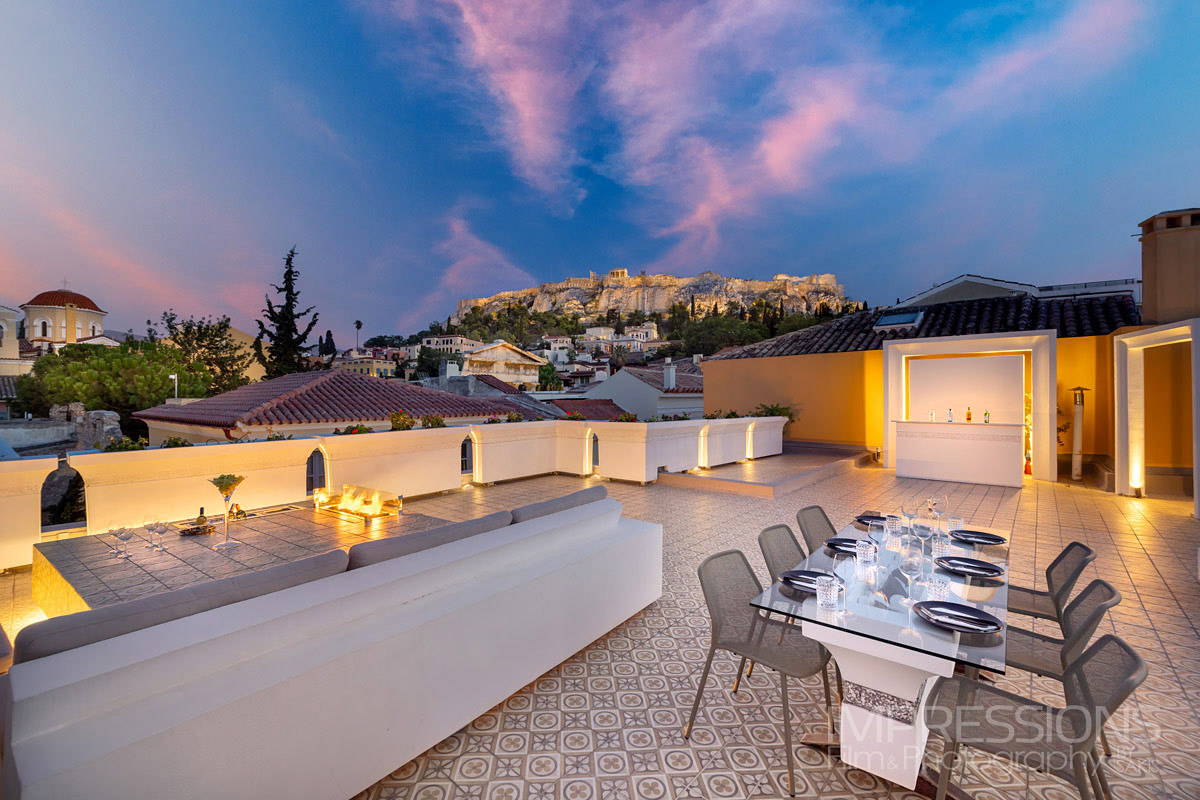 apartment rooftop dining photography athens