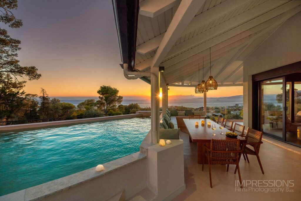 athens riviera luxury villa architecture sunset terrace outdoor photography
