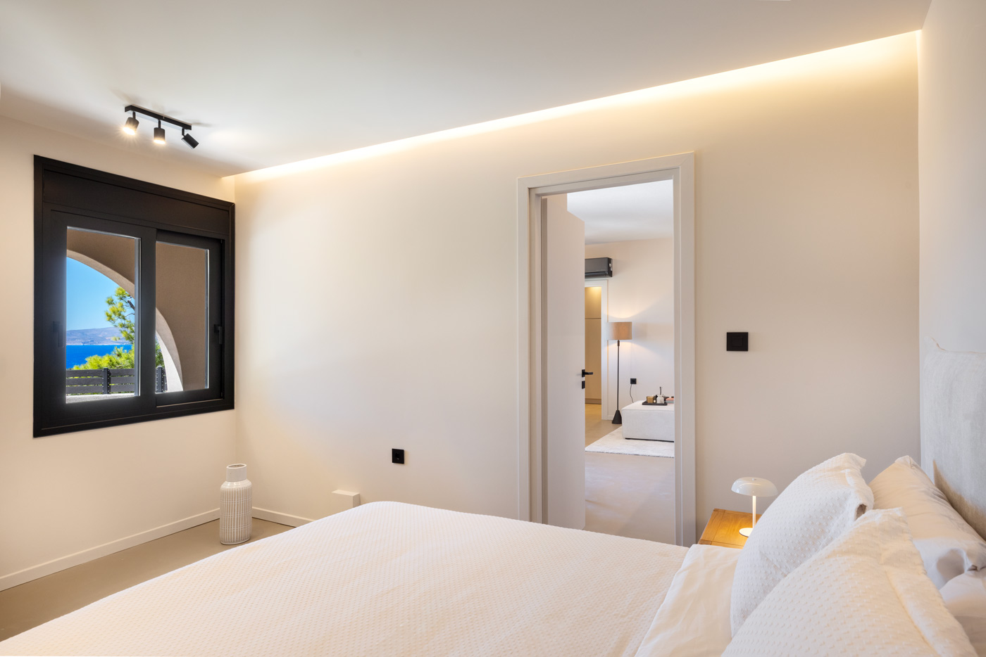 bedroom interior photography athens riviera luxury villa