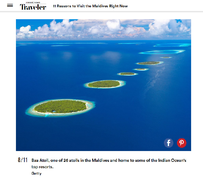 Maldives photo featured in Conde Nast Traveler Video