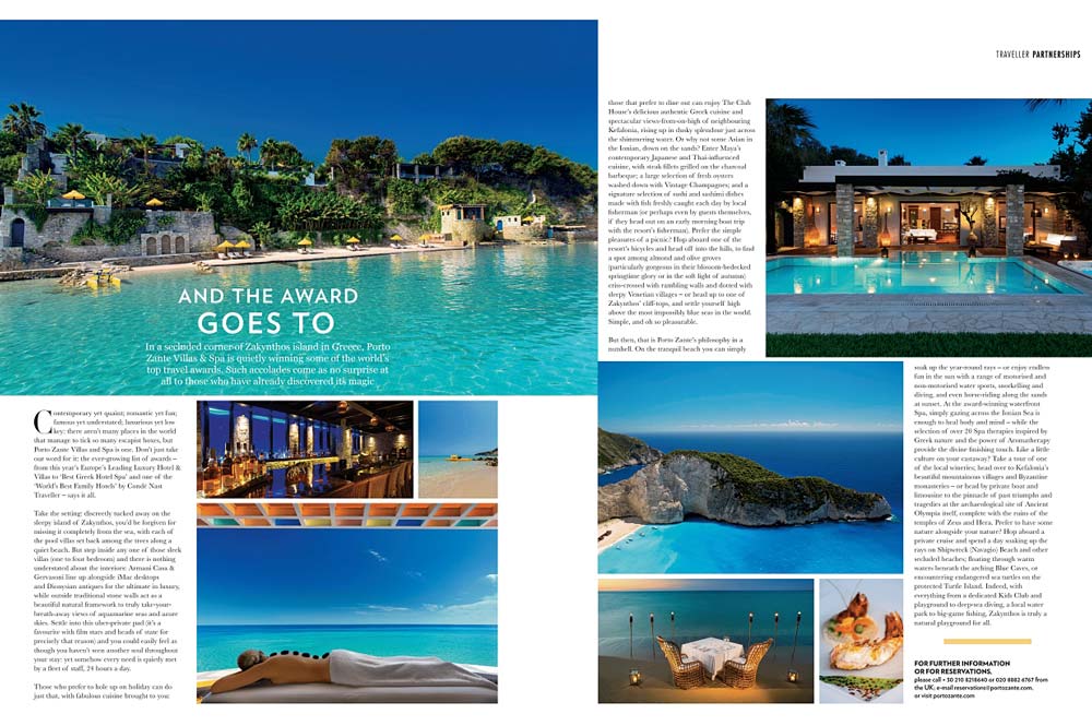 condé nast traveler gold List 2018 featuring my images from the luxurious porto zante villas and spa