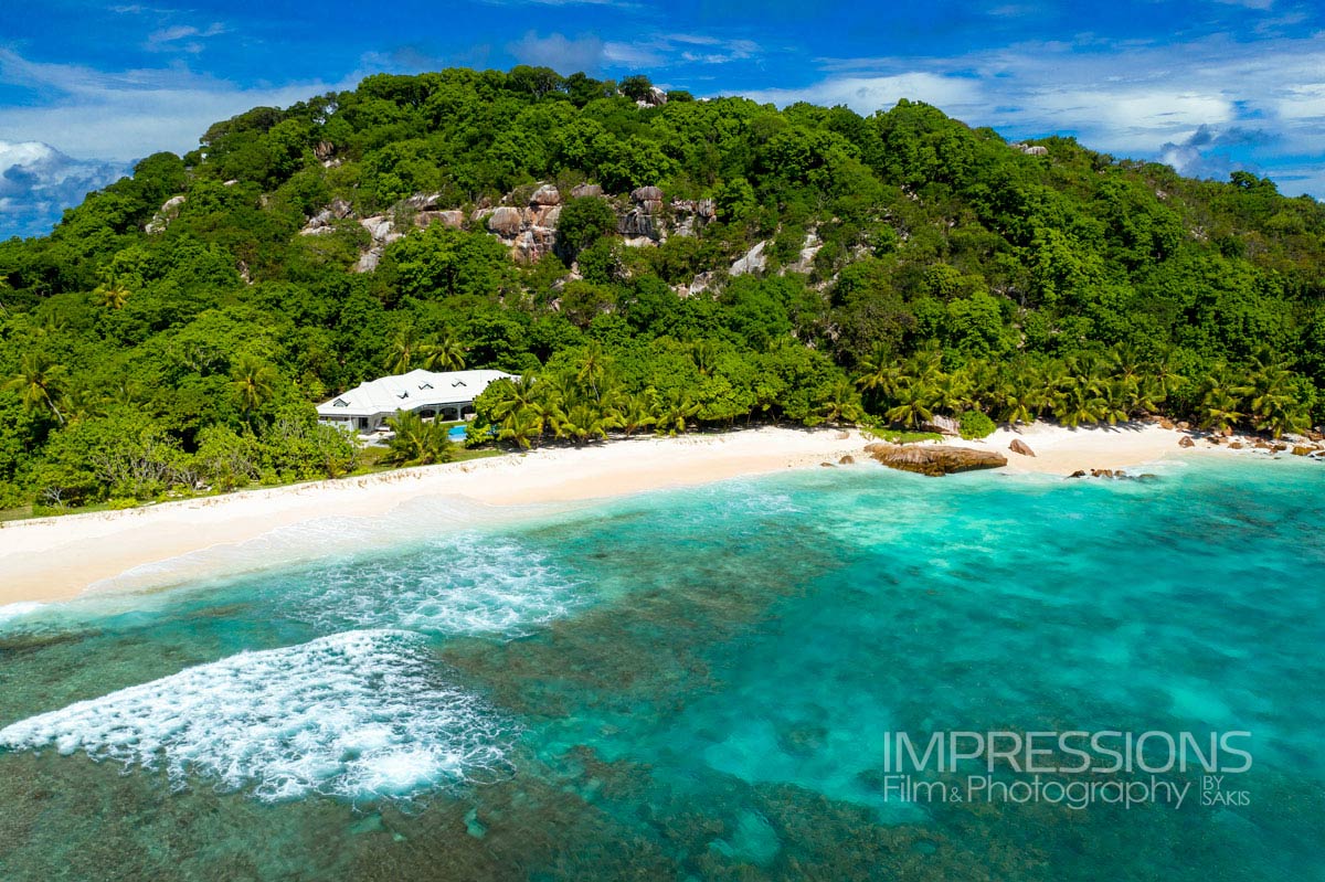 Cousine Private Island Seychelles. Aerial photography high end professional photographer for private islands