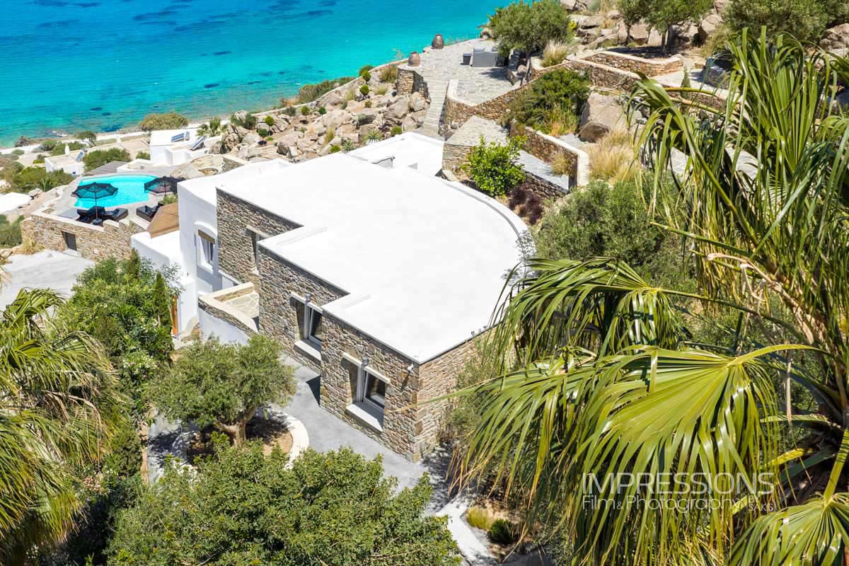 drone photography cycladic luxury villa naxos greece case study