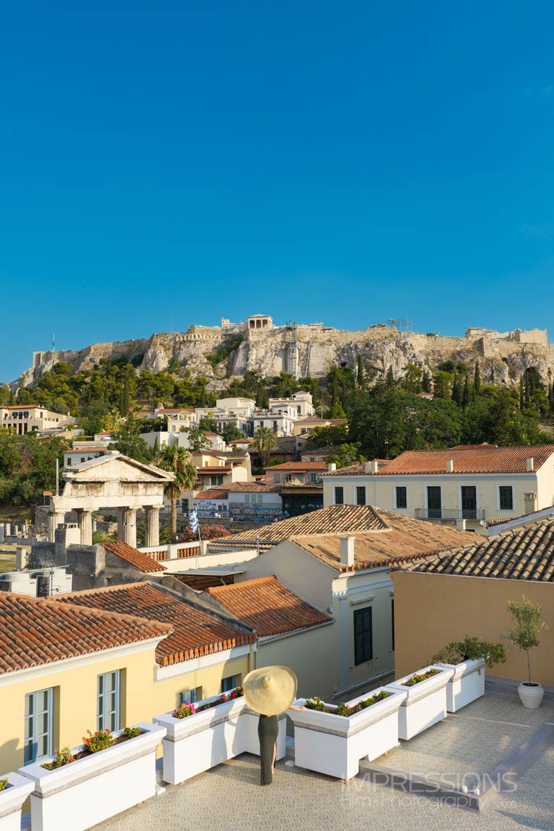 drone photography luxury apartment athens rooftop acropolis plaka