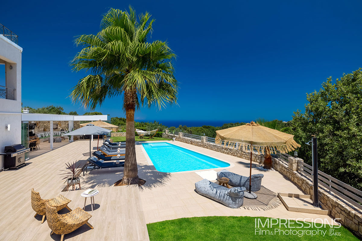 luxury villa drone photography crete by professional aerial photographer based in greece