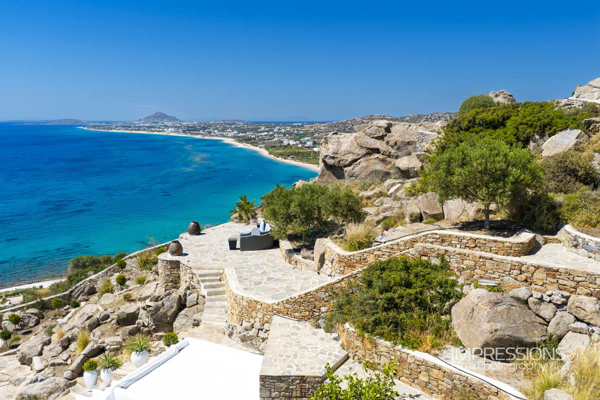drone photography view luxury villa naxos greece case study