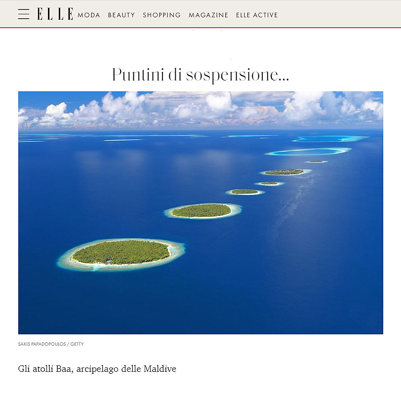 Aerial image Maldives Elle magazine