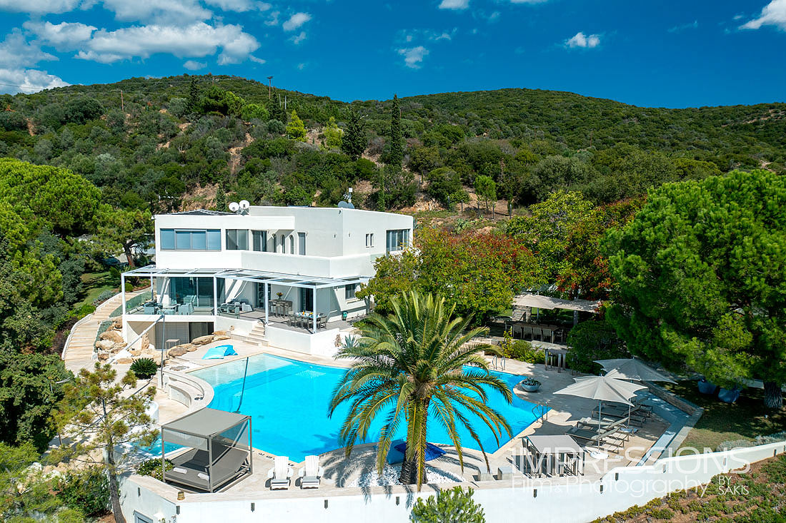 greece drone luxury villa and hotel photography