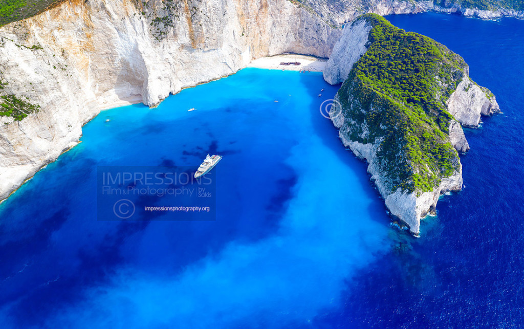 Greece Zakynthos island from the sky