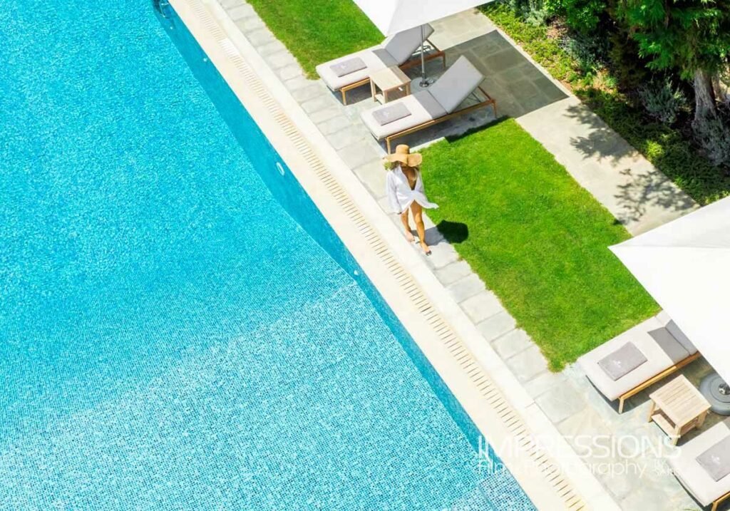 greece drone photography luxury villa spetses