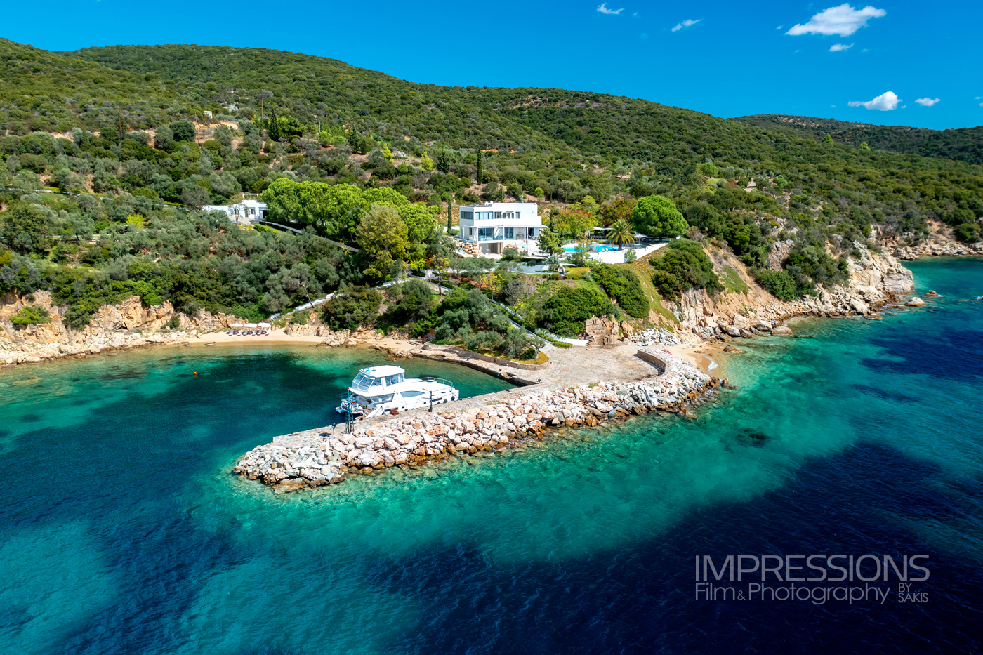 greece luxury villa aerial photography