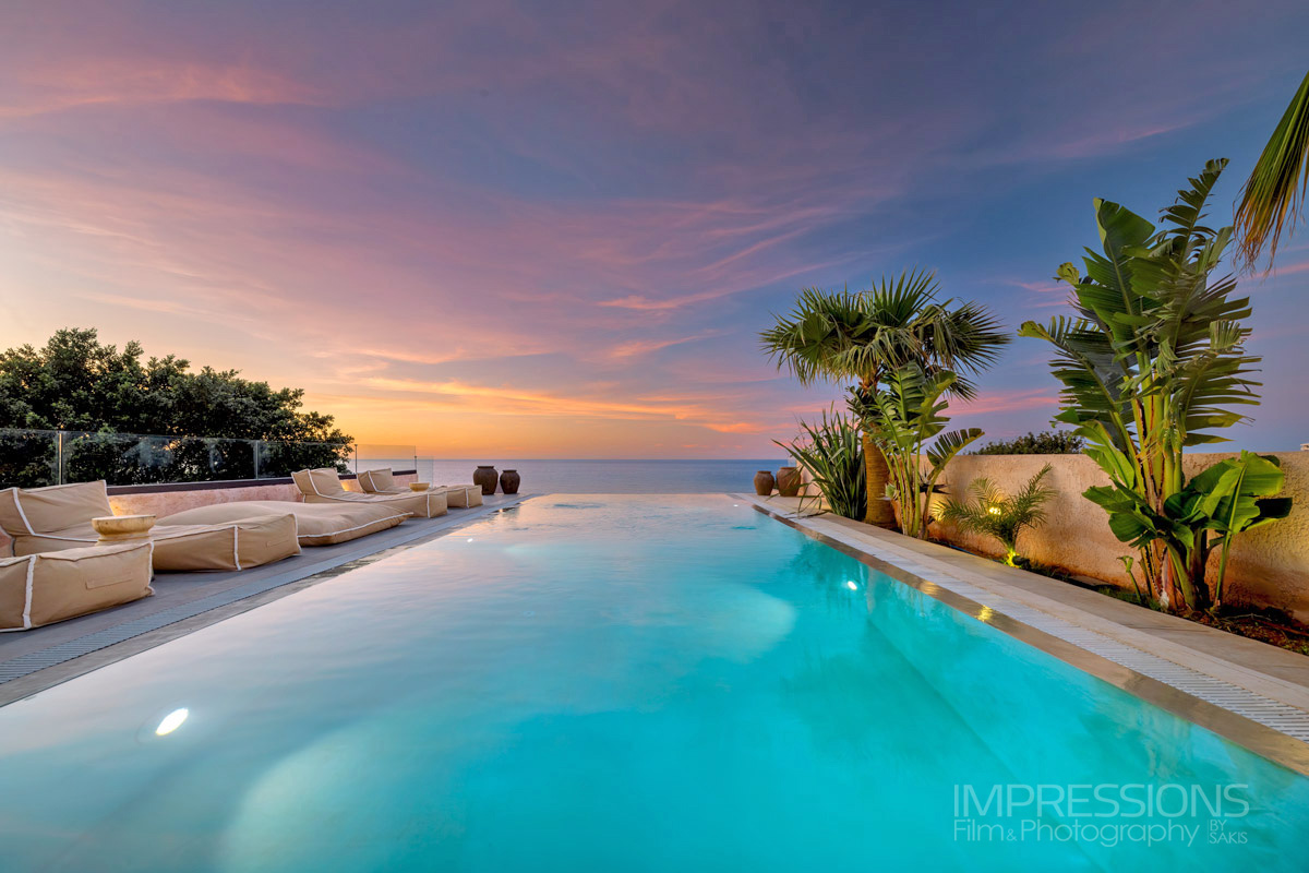 heraklion villa sunset pool photography hersonissos