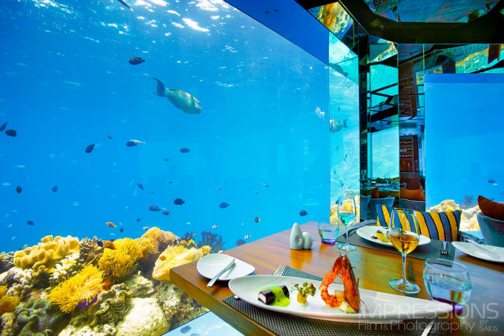hotel food and beverage photography underwater restaurant maldives anantara kihavah