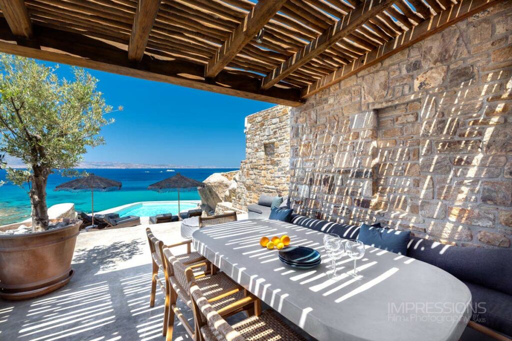 indoor outdoor architecture photography luxury villa naxos greece