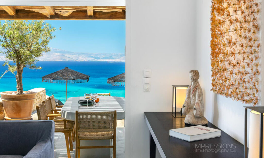 interior photography art collection luxury villa naxos greece