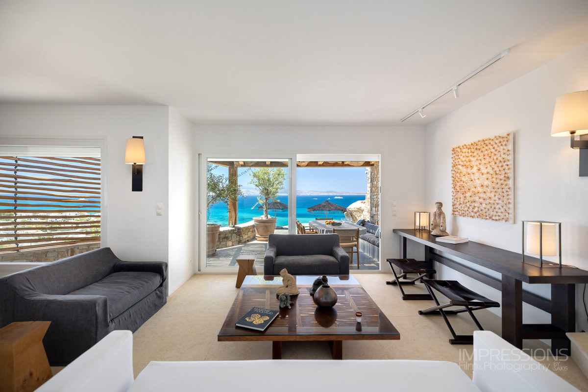 interior photography design living room luxury cycladic villa naxos greece