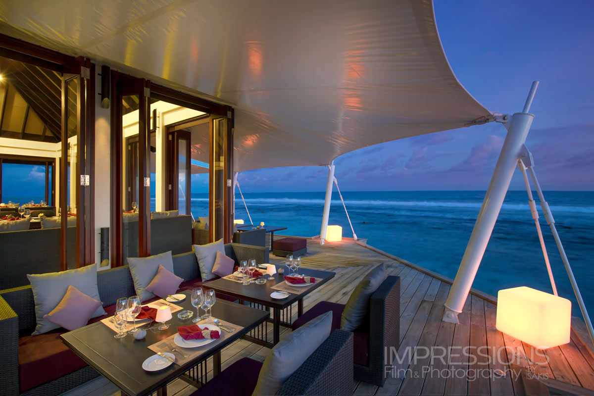 interior photography luxury resort restaurant atmosphere kanifushi