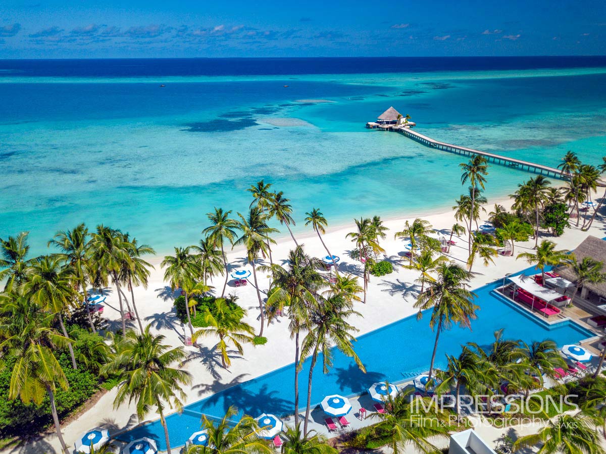 kandima maldives aerial shot pool resort