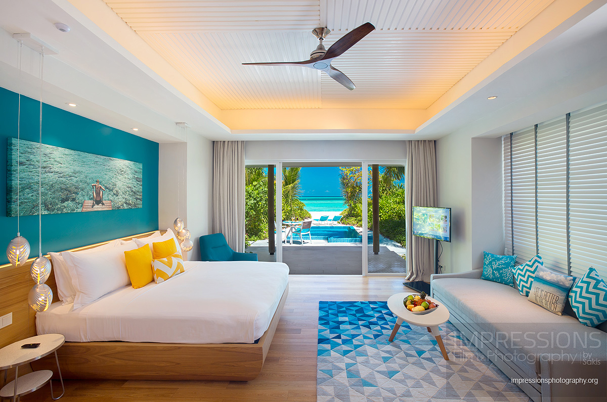 kandima maldives villa interior bedroom