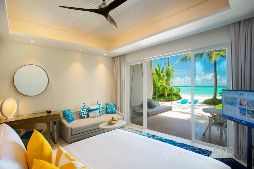 kandima maldives villa interior bedroom