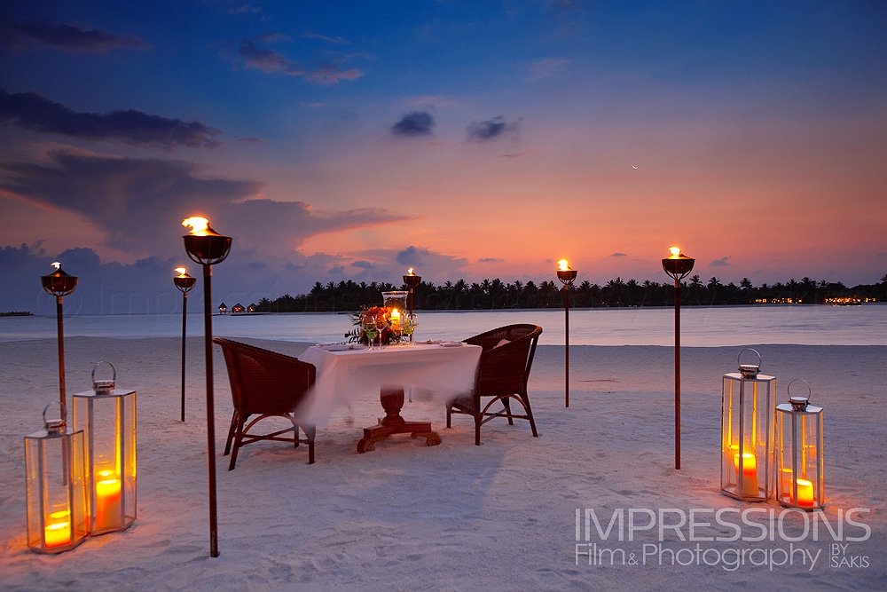 sunset dinner beach Naladhu Maldives