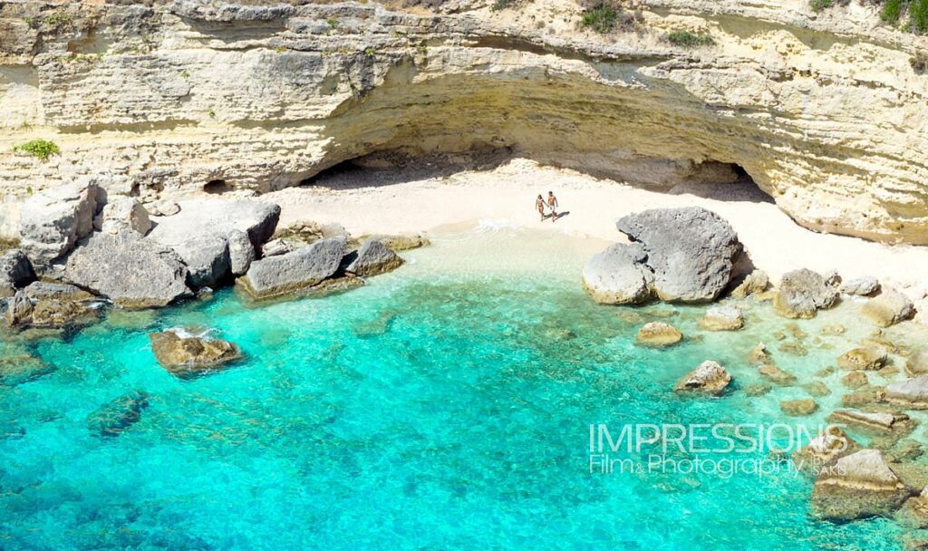 Aerial drone image of a luxury guest experience in Greece, captured by a professional photographer for high-end hospitality storytelling.