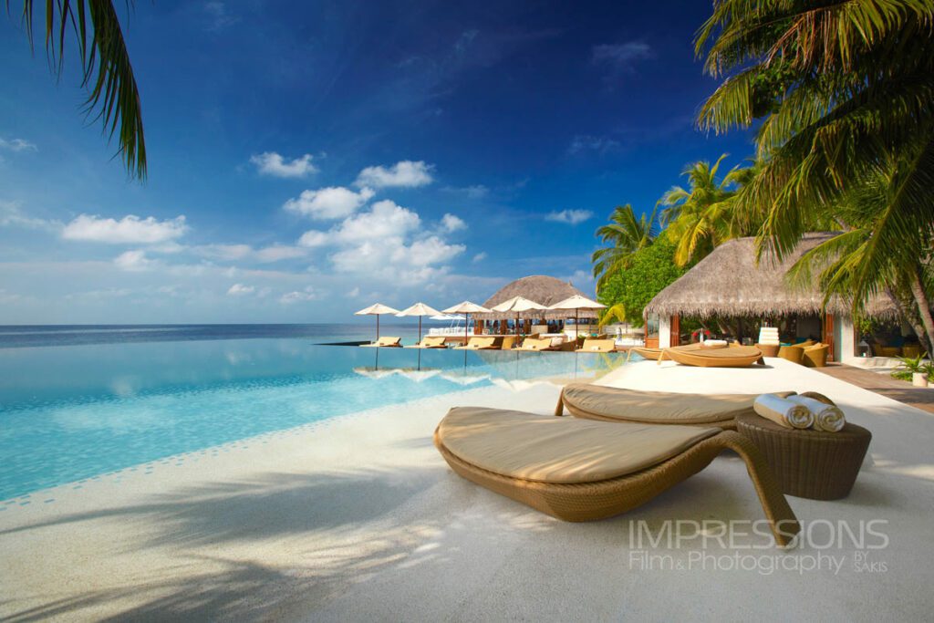 luxury resort photography huvafen fushi main pool architecture